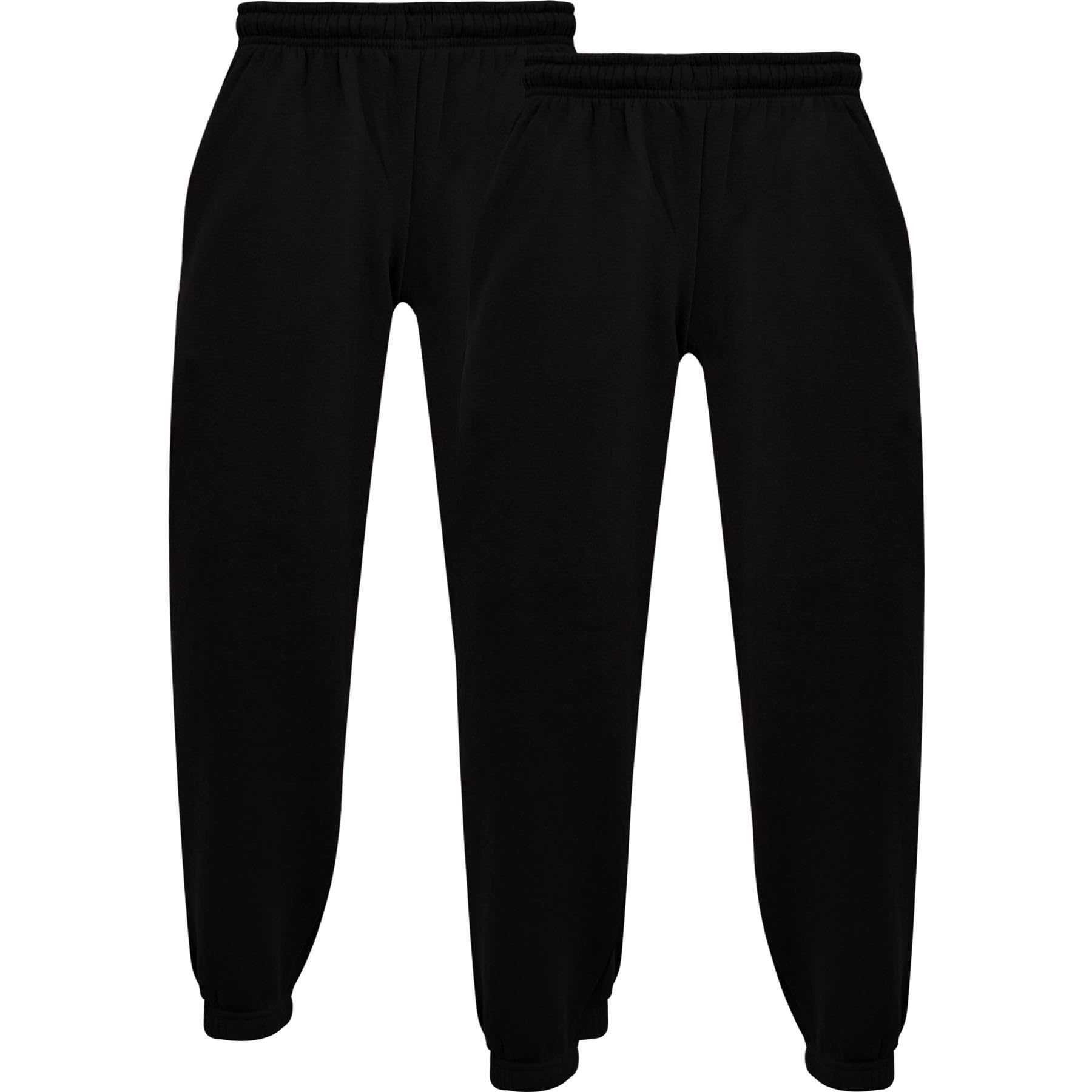 A2zkids (13-14 Years, 2 Pack Black) Kids Unisex Plain Trousers Cuffed Jogging Bottoms