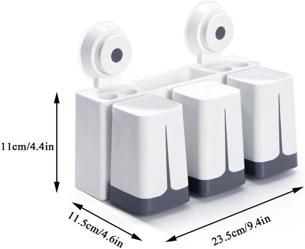 Toothbrush Holder Anti-dust with 3 Cups Easily Wall Mounted Electric Storage Set