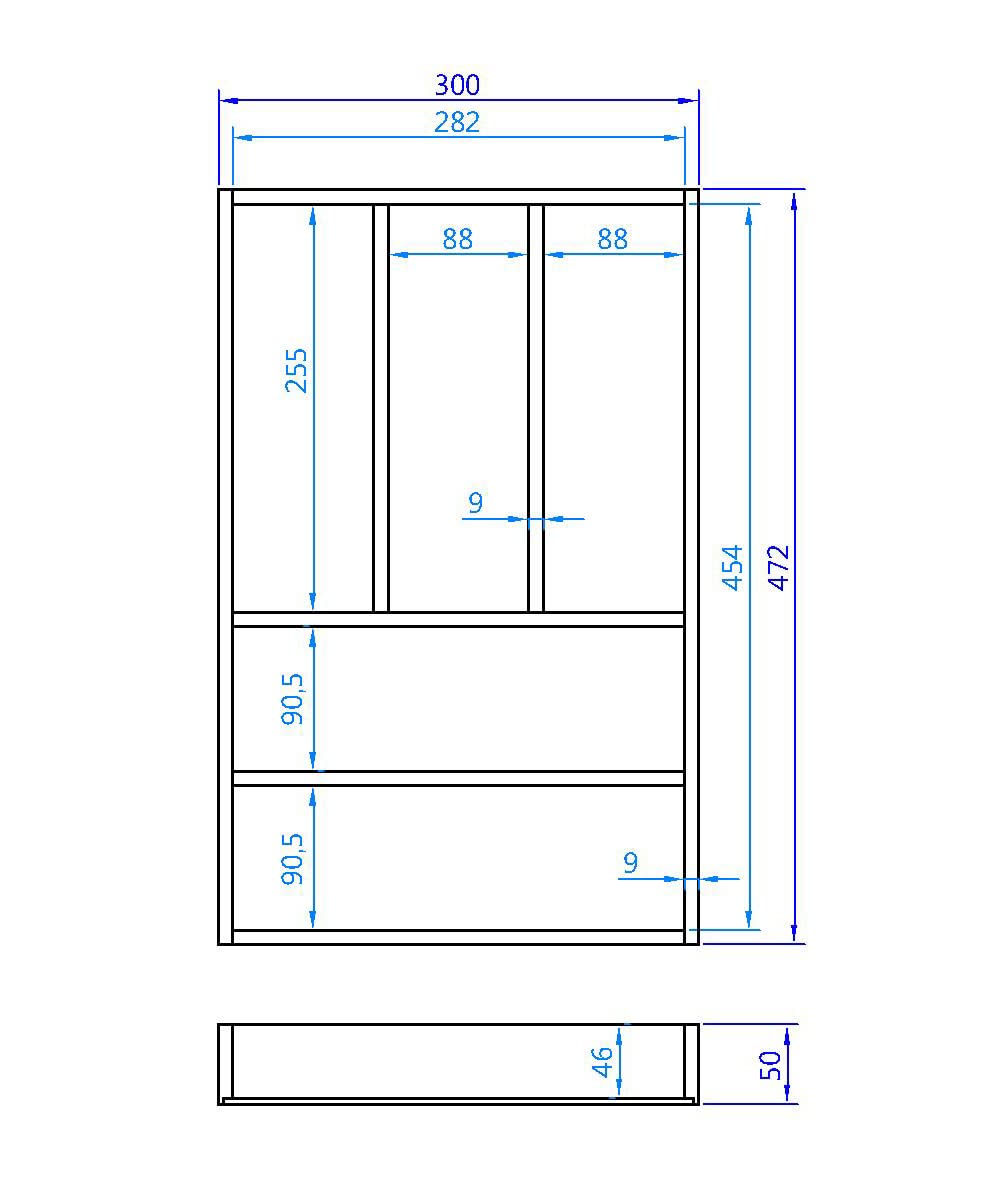 Besteckeinsatz AERIK aus Massivholz (Eiche), 300 x 472 mm, universell/Besteckkasten