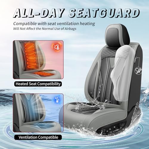 Image of Fit Equinox Car Seat Covers Compatible with Chevy Equinox 2011-2026, Premium Leather Breathable, Wear Resistant, Airbag Compatible, All-Weather Protection & Full Coverage, Full Set Gray&Black