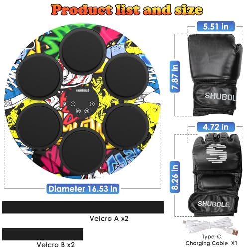 Image of Music Boxing Machine for Kids & Adults - Wall Punching Pad with Lighting, 9-Speed Bluetooth Boxing Game with Gloves, Wall Mounted Exercise Equipment, 2026 Upgrade Boxing Equipment for Kids Age 6+