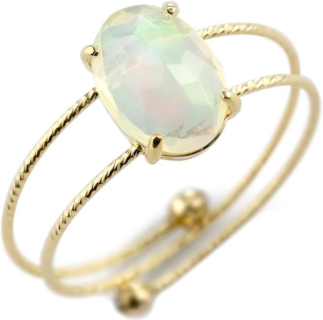 アトラス] 18金 フリーサイズ リング 2連 形状記憶 エチオピアオパール