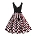 Produktbild Damen Retro Trompetenkleid ärmellose Mode  Drucktupfen  Kleid Rock gro Swing Party Abendkleid URIBAKY
