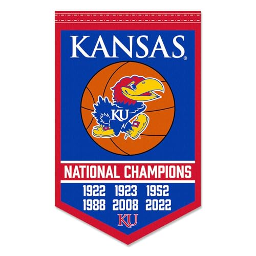 Kansas KU Jayhawks 6 Time Basketball National Champions Banner