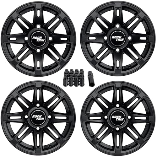 RockTrix RT103 12x7 ATV Wheel 4x110 SRA Offset, Matte Black, 10x1.25 Nuts
