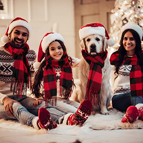 JaGely 6 Pcs Blanket Scarf Warm Soft Winter Scarves for Women Men Classic Black and Red Buffalo Plaid Scarf with Tassel Edge2