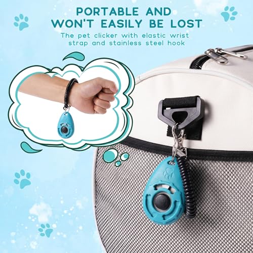 Pet Training Clicker with Wrist Strap - Dog Training Clickers (New Black + Blue)