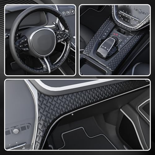 Image of Lypumso Carbon Fiber Vinyl Wrap, Gloss Black Vinyl Film with Air Release Suitable for Auto Exterior Interior Decor, Grid Brushed Metal Self Adhesive Decal for Cars (Black Small Square, 1ft x 5ft)