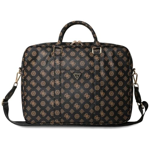Funda para portátil Guess 4G Peony de 16 pulgadas con bolsillo frontal y cremallera en color negro