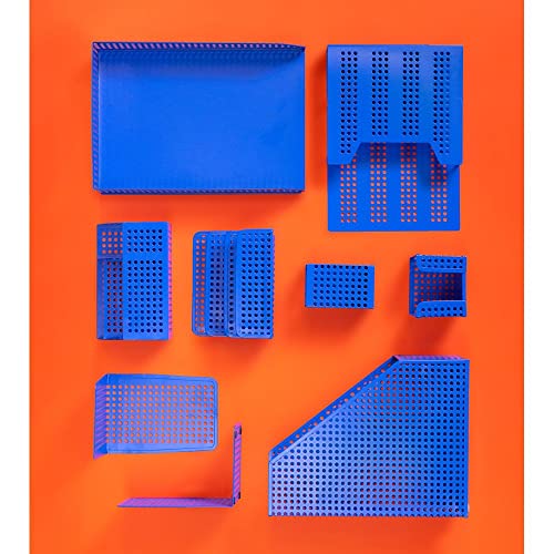 Oikos - Porta Lápis Quadrado de Metal Ofício Azul 7X11X7cm