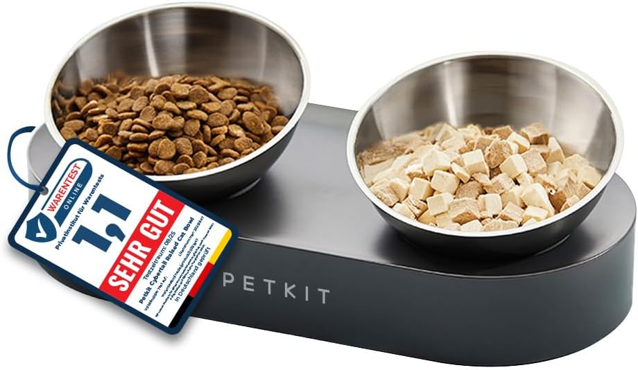 PETKIT Ciotole per gatti Cybertail, ciotola rialzata, acciaio inossidabile, inclinata, antiscivolo, antigoccia, per gatti e cani di piccola taglia