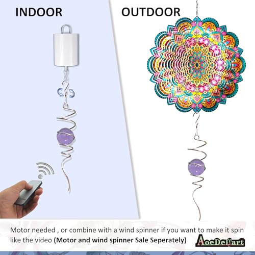 Image of Aoedelyart Gazing Ball Spiral Decorative Wind Spinner Tail Sun Catcher 11inch Tail and 2 inch Glass Orb.Wind Spinner Stabilizer Indoor Outdoor Garden Decoration,Garden Gift-13 inch Height (Purple)