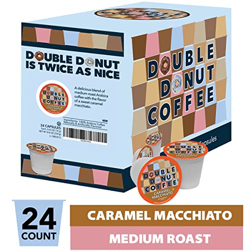 Double Donut Flavored Coffee Pods, Caramel Macchiato Coffee, Caramel Coffee For Keurig K Cups Machines, Medium Roast Coffee In Recyclable Pods, 24 Count #TOP1