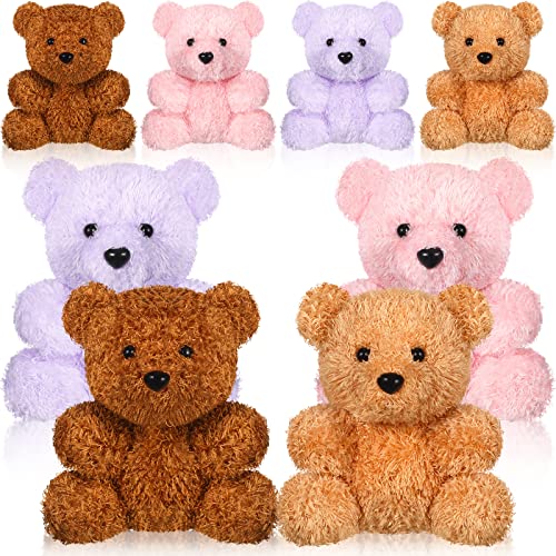 Image of Threan 8 Pieces Mini Plush Bears 6 Inch Small Bear Stuffed Animal Toys Soft Bear Doll Wedding Present Box Stuffers for 2022 Graduation Baby Shower Birthday