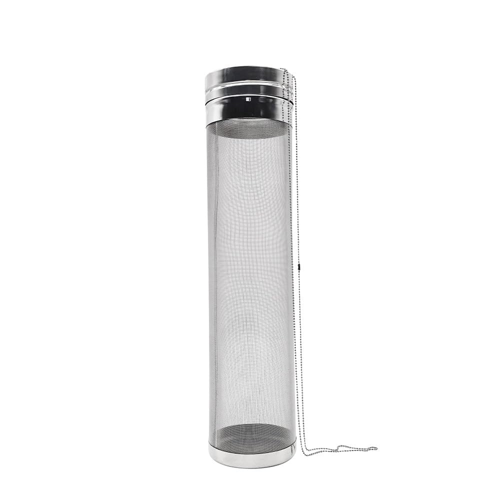 Tubo de filtro de lúpulo de acero inoxidable 304 (1 unidad), 7 cm x 32 cm, con cadena de 40 cm for lúpulo seco y elaboración casera de cerveza.