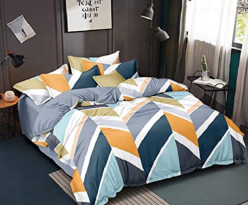 Laying Style Soft Glace Cotton King Size Duvet Cover(Size: 90x100 inch) II Razai Cover II Quilt Cover for Double Bed Size with Zipper (Dohars) Color : Multicolor