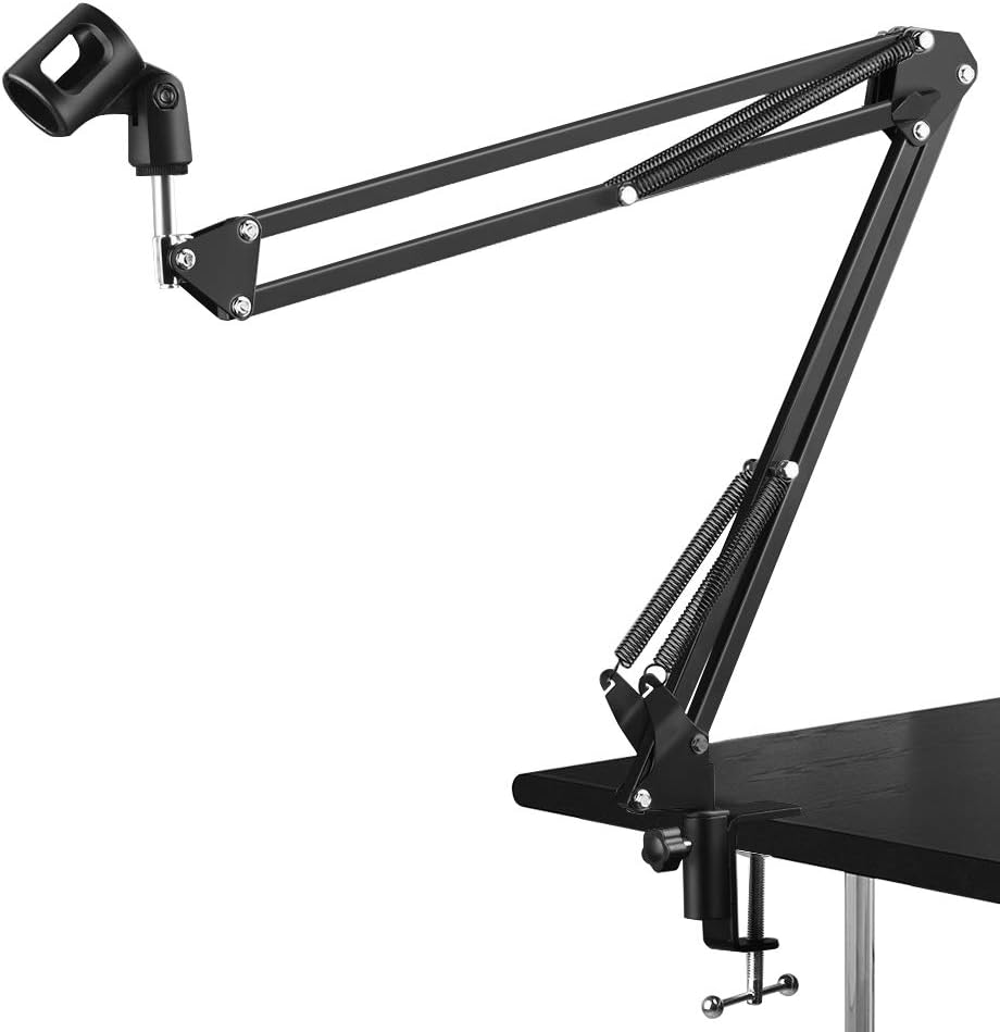 Microphone Suspension Mic Clip Adjustable Boom Studio Scissor Arm Stand For Blue Yeti Snowball, Constructed With Premium Quality Metals For Professional Streaming, Voice-Over, Recording,Games