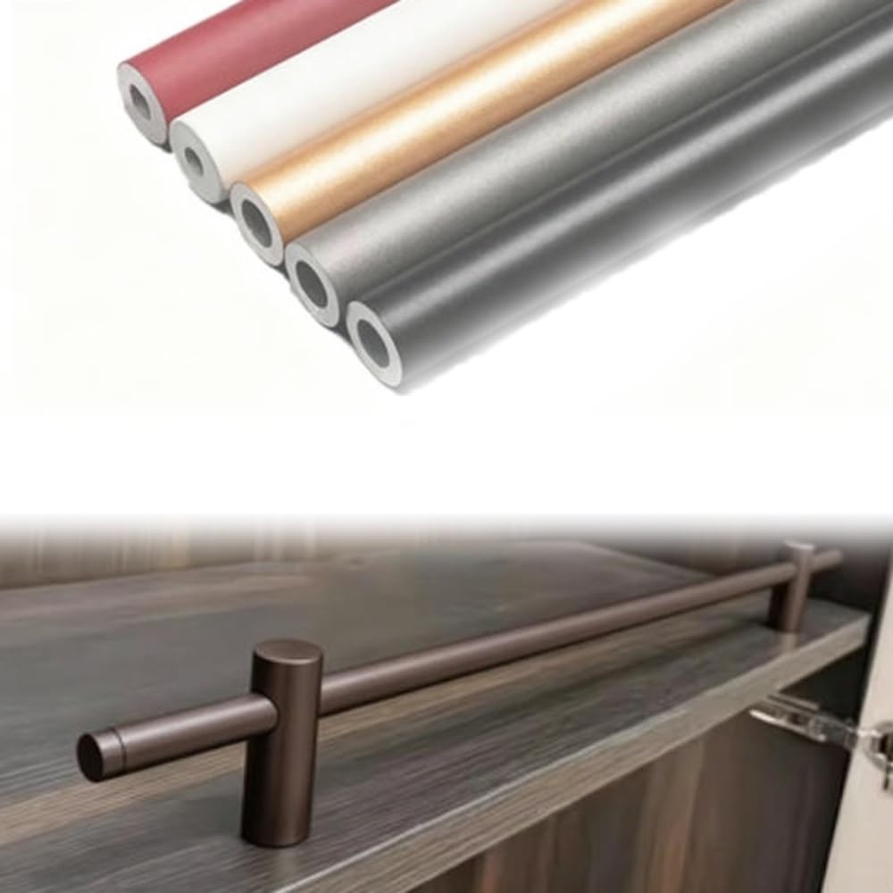 SVBVRFEEW Metal Shelf Guard Rail Decorative Anti-Fall Railing Round Tube Gallery Rail Kit 36 30 28 24 20 16in Shelves Aluminum Tipping Guard Fence For Display Shelf(Coffee,110cm/43.3in)