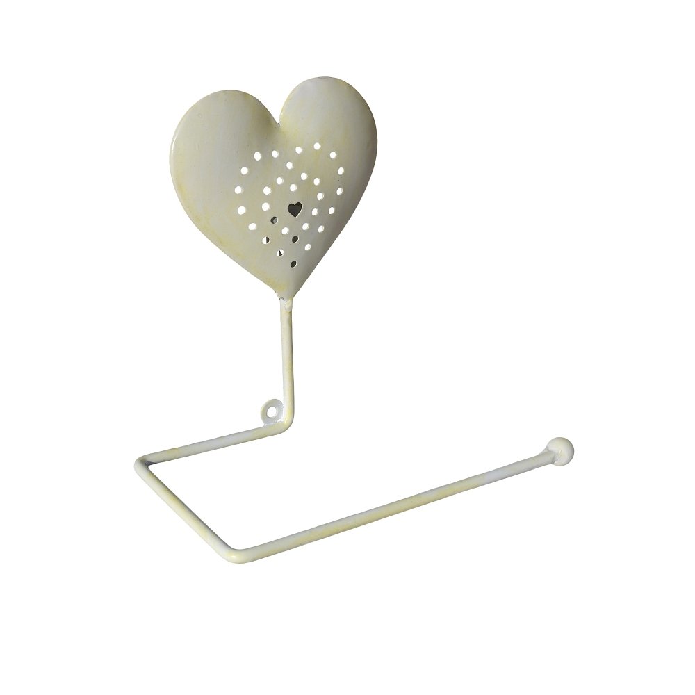 Buygones Cream Heart Toilet Roll Holder