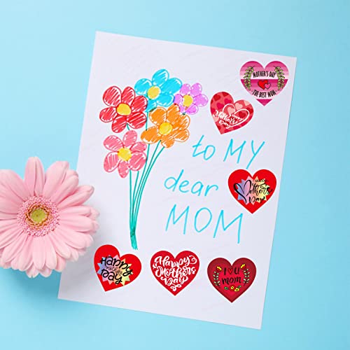 Famygft 192Pcs Mothers Day Gift Tag Stickers Pink Red Love Heart Happy Mothers Day Stickers Mothers Day Label Mom Sticker Envelope Seal Craft Kids Gift Wrap Box Card Party Favor Present Decoration #TOP5