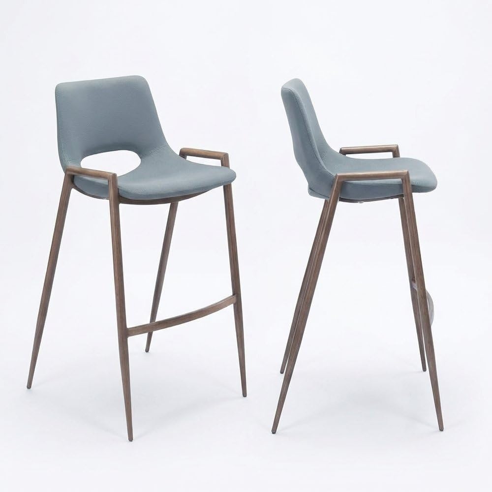 Gray Desi Modern Bar Stool Set of by Starlight Canyon Home – 100% Polyurethane, Plywood, Steel, Grey