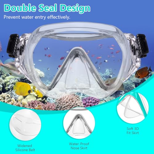 AOOSA Taucherbrille Erwachsene Teenager, Diving Goggles für Herren Damen, Tauchmaske mit 180° Panorama HD Anti Nebel Anti-Leck Verstellbares Silikonband Tauchermaske für Tauchen Schnorcheln Schwimmen