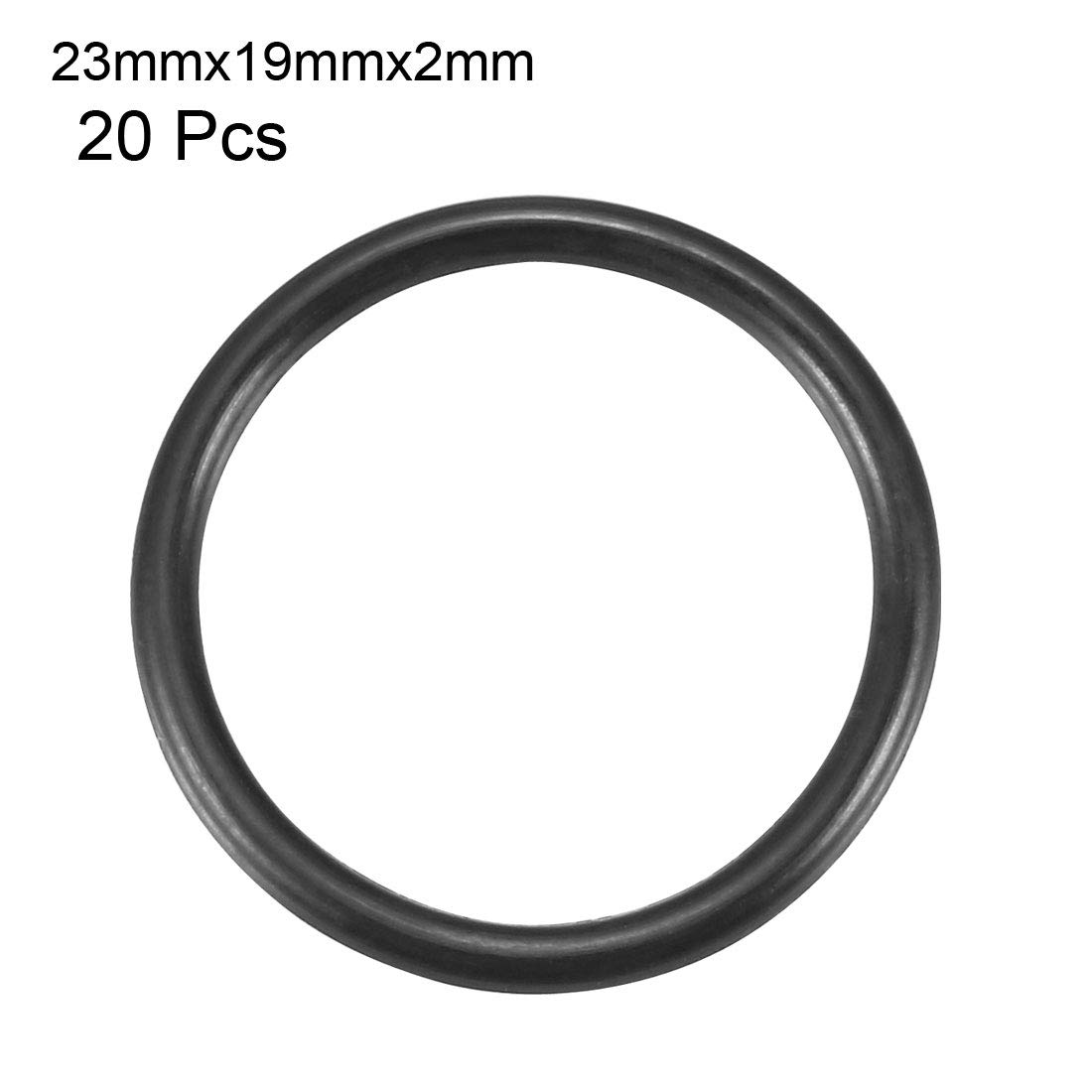 sourcingmap® 20 szt. 23 mm x 19 mm x 2 mm gumowa uszczelka olejowa O Ring uszczelka podkładka czarna de