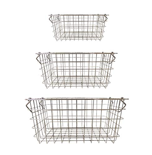 LWKBE Métal Fil Fruit Basket, Countertops Moderne Utilitaire Boîte de Rangement pour Heavy Duty Utilisation dans Le Bureau, Salle Craft, Cuisine, Garde-Manger ou Salle de Bains, Ensemble de 3