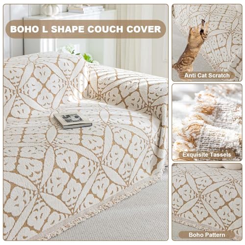 SHANNA Sofa Überwurfdecke 1/2/3/4 Sitzer, Chenille AB Seiten Vintage Jacquard Sofabezug L Form U Ecksofa Große Sofa Überzug, Vielseitige Sofaüberwurf Couch Überzug Sofa Cover Futonbezug mit Quaste