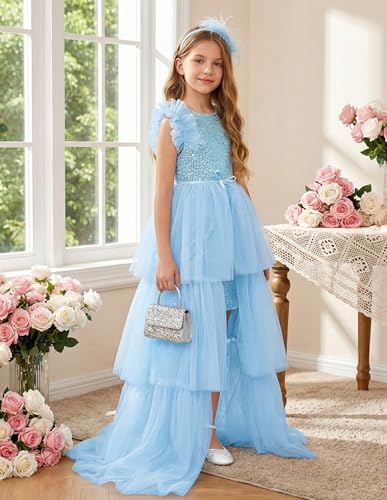 Image of GRACE KARIN Girls Dresses Sequin Party Formal Pageant Dress Tween Girl Birthday Tulle Prom Princess Maxi Dress Size 5-14
