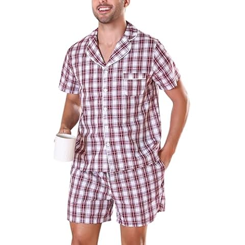 Irdcomps Men's Cotton Plaid Pyjamas Set Cover