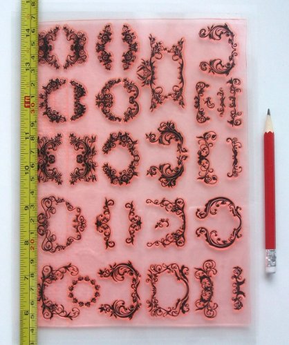 Borders, Corners Flourishes (7"X10") Clear Stamps Large Sheet/Retro, Vintage, Baroq, Damask #TOP2