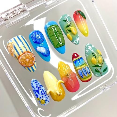 MAGLFELL Women Press On Nails - Medium Almond False Nails