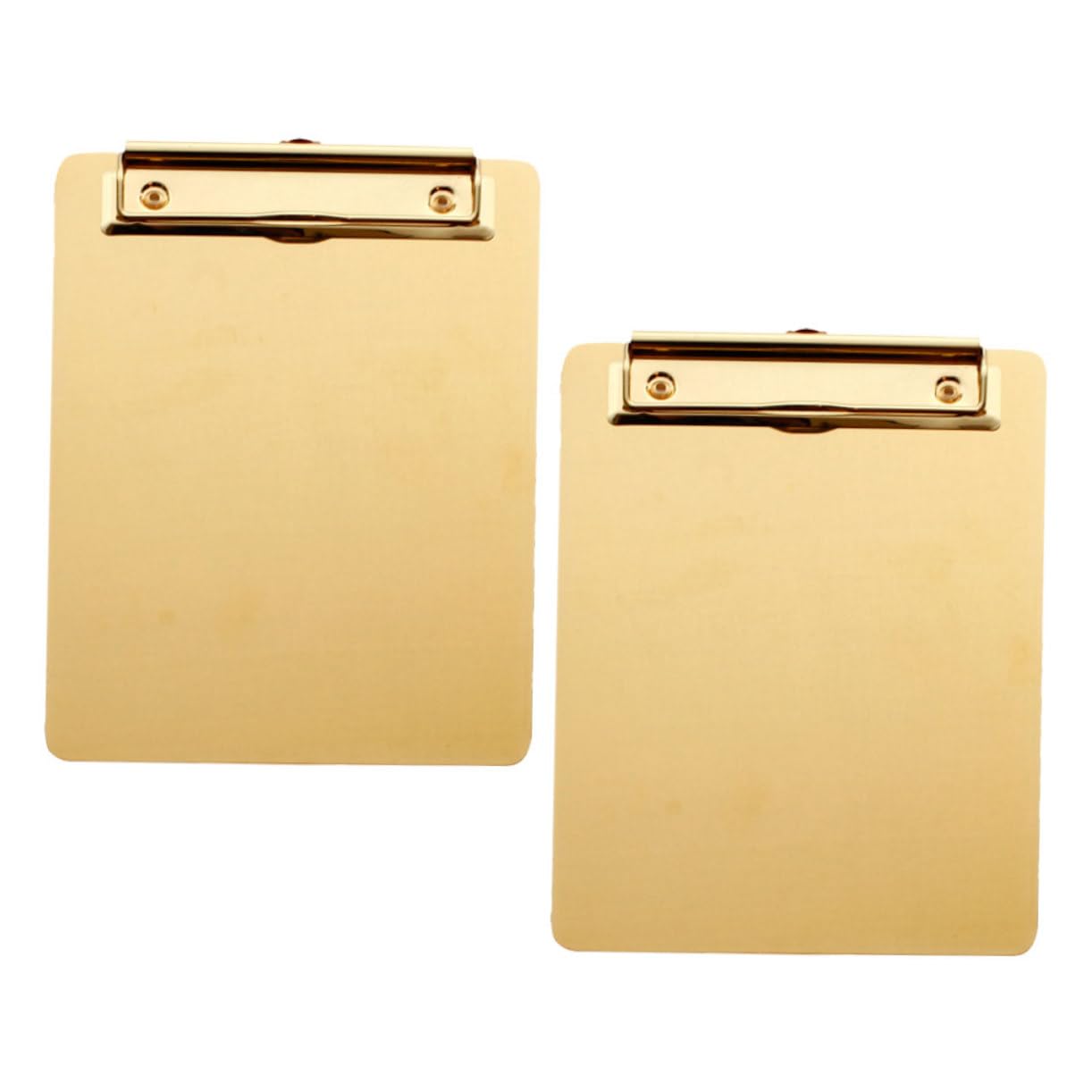 NUOBESTY Datei Zwischenablage A5, 2 Stück Metall Klemmbrett aus Edelstahl Goldfarben Verschleißfest mit Clips Sichere Papierablage für Büro und Organisation