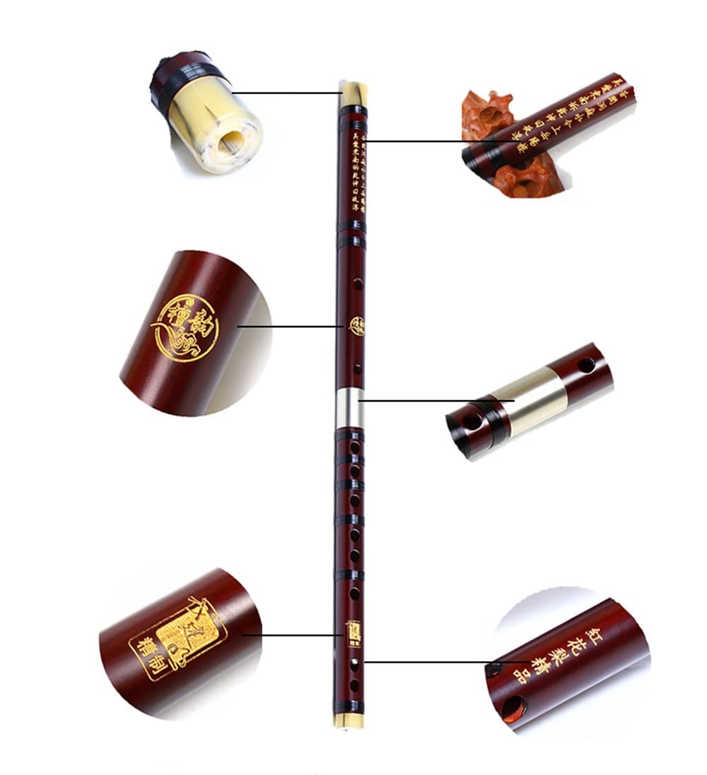 Dizi Chinese Bamboo Transverse Flau Fife - C d e f g Tune refinada Professional Performance Mahogany Flaute Red Rosewood Flauta(G)