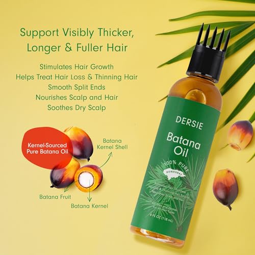 Image of Dersie Batana Oil with Massager Applicator: Organic Batana Oil from Honduras - 100% Pure & Natural (4 fl oz)