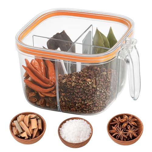 Image of 4-in-1 Masala Spice Container with Lid - BPA Free Plastic Seasoning Organizer Box with Flip Top Closure -Multipurpose Kitchen Storage Container for Spices, Dry Fruits & Condiments