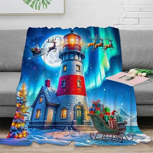 Couverture phare impression 3D plaid microfibre doux couvre-lit chaud 150x200cm