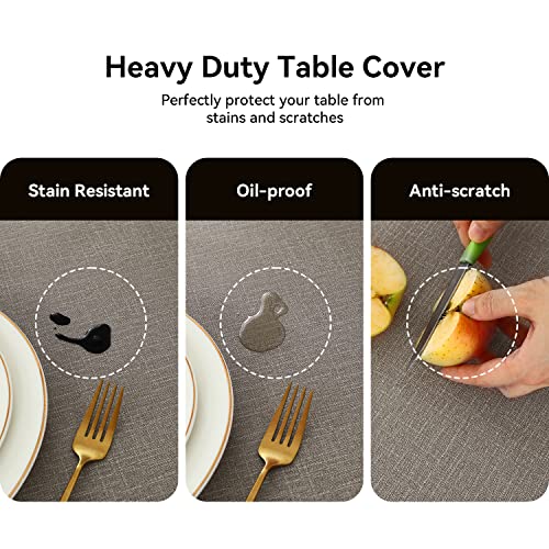 Image of Romanstile Waterproof Vinyl Tablecloth Rectangle, 54 x 54 Inch, Brown