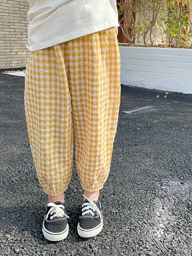 Image of BINIDUCKLING Toddler Pull Up Loose Gingham Girls Pants