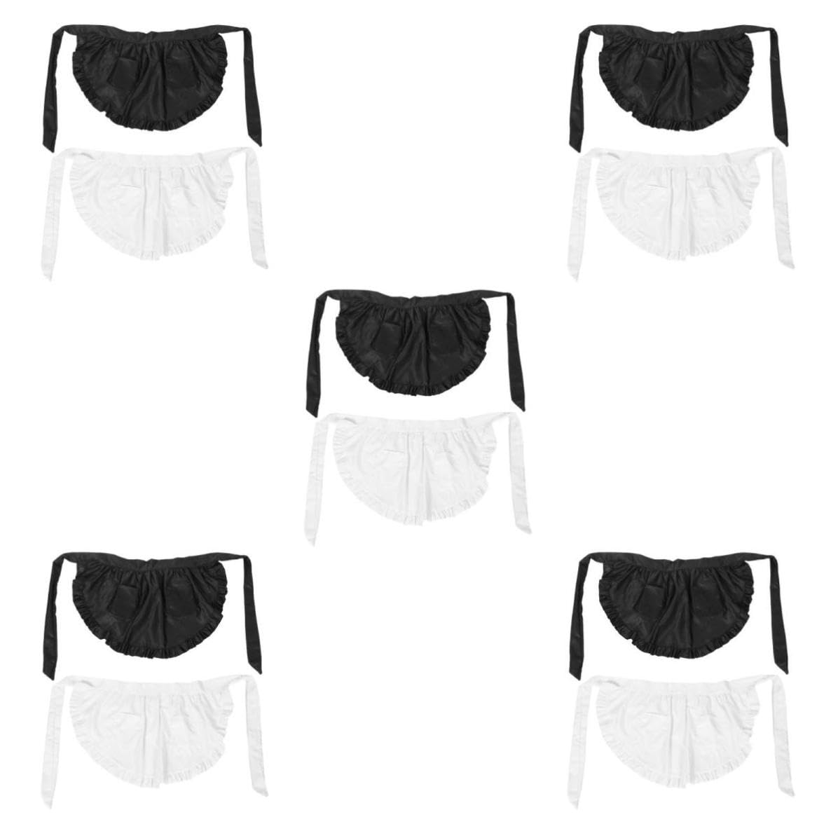 Healvian 10 Pièces Tablier Cuisine à Volants Blanc pour Femmes avec Double Poche, Ajustement Confortable Taille, pour Restaurants Cuisine, Style Élégant et Mignon