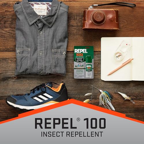 Repel 100 Insect Repellent, 1 Ounce, With DEET, 10-Hour Protection Long-Lasting Insect Repellent Travel Pump Spray Repels Mosquitoes, Ticks, Gnats, Biting Flies, Chiggers And Fleas, 6 Pack