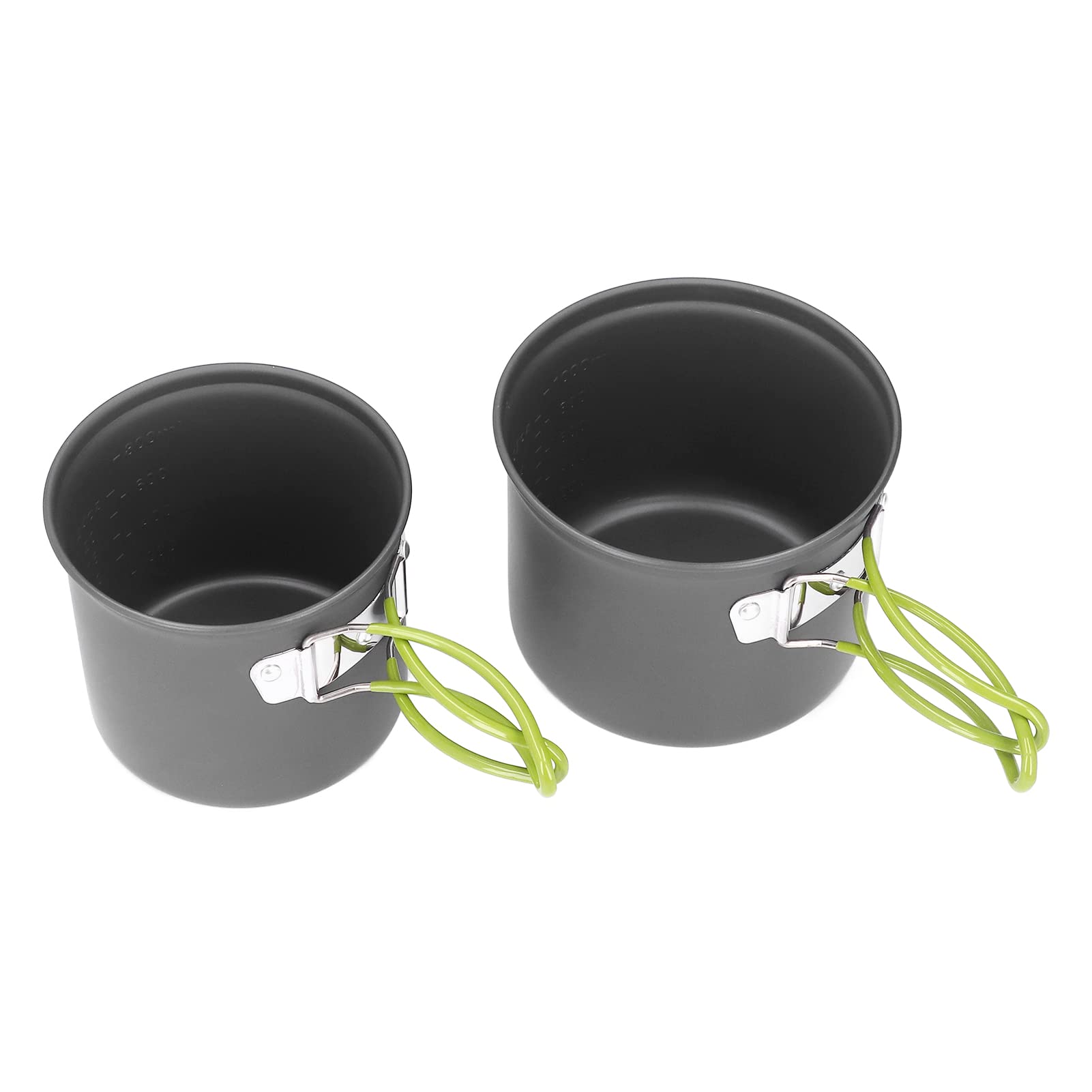 Kit pentole da campeggio 4 pezzi, design multistrato antiscottatura, set di pentole da campeggio per esterni con manico pieghevole, kit compatto per escursionismo, zaino in spalla