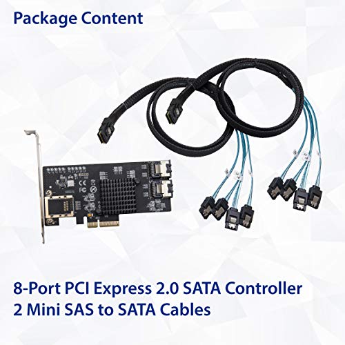 Image of Syba 8 Port SATA III Non-RAID PCI-e x4 Expansion Card Supports FreeNAS and ZFS RAID - Includes Mini SAS to SATA Breack Out Cables (SI-PEX40137)