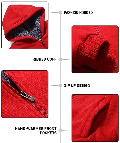 Image of GEEK LIGHTING Boys Sherpa Lined Hoodie Kids Fleece Sweatshirt Full Zip Hooded Jacket