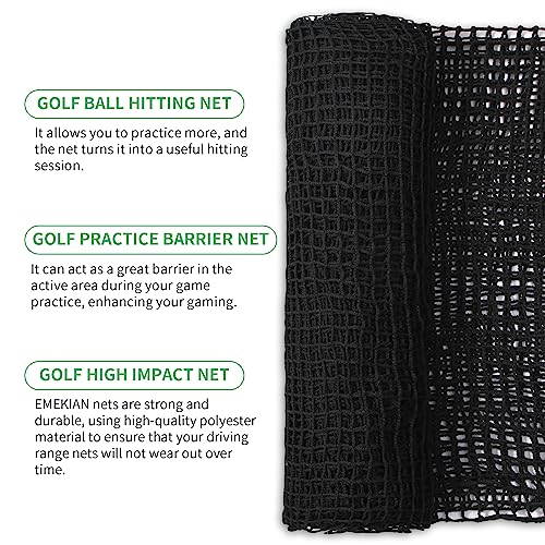 Emekian Black Polyester Golf Practice Fence Net, Heavy Duty Golf Ball Barrier Net, Indoor Outdoor Portable Golf Seine Net, Golf Batting Net, Adjustable Protective Net For Backyard, 10 Ft X 20 Ft #TOP1