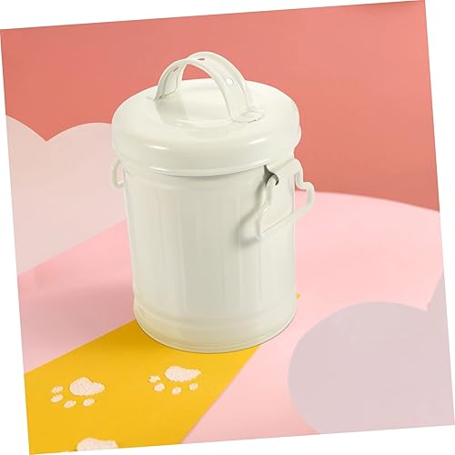 Miniatura 7 de FONDOTIN Basurero de escritorio galvanizado para coche, organizador de coche, cubo de almacenamiento de hierro, cubo de basura de metal con tapa,