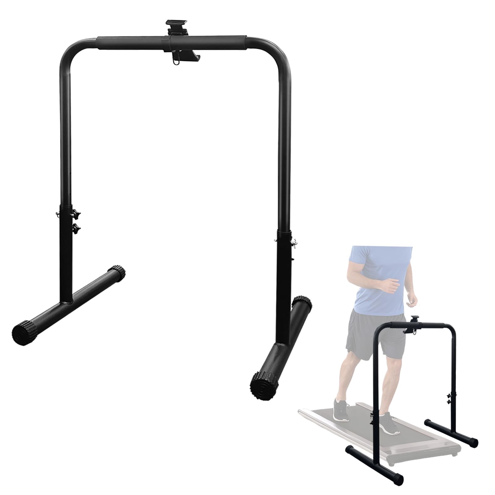 Ayearparty 24.4 Inch Wide Handle Bar for Walking Pad Only with Phone Holder Adjustable Handrail Height from 30.7 to 39.37in Comfortable Grip Stainless