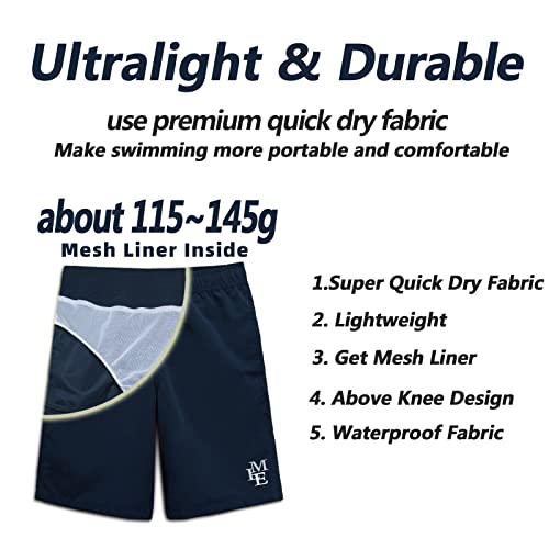 MEILONGER Boys Swimming Shorts Quick Dry Beach Board Trunks Swimwear Bathing Suits Size 6-7,8,10-12,14-16(Navy,14-16) - Image 3