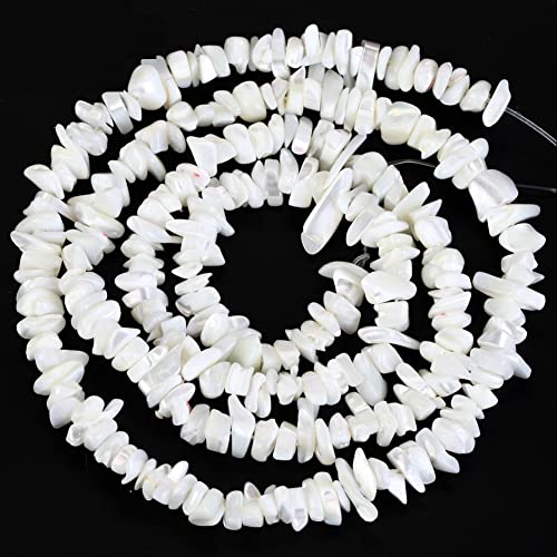 Image of 5-8mm White Mother of Pearl Natural Chip Stone Beads for Jewelry Making